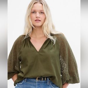 NWT White Lace Sleeve Top